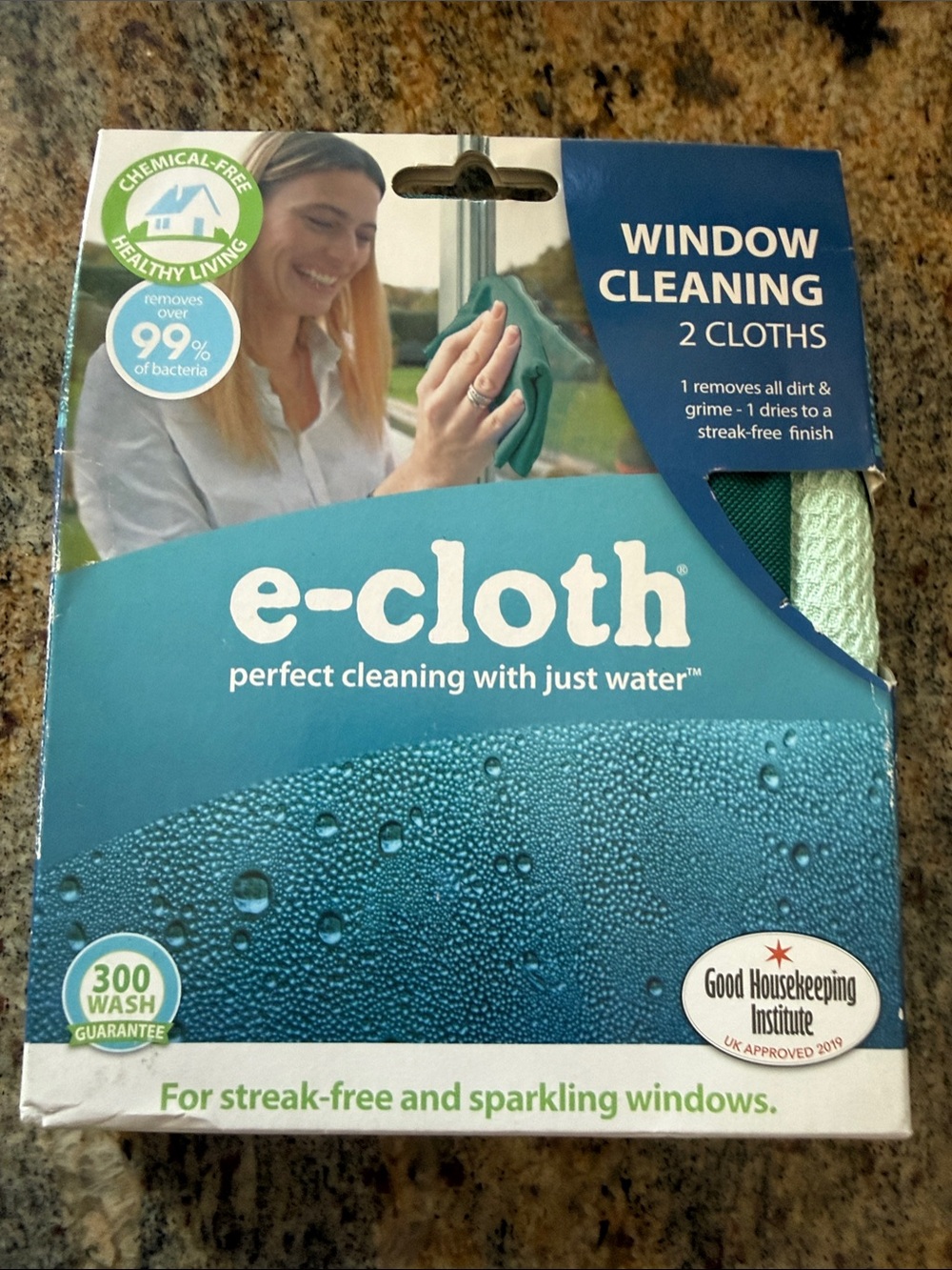E-cloth Window Cleaning Cloths - Green & Light Green - 2 Pack